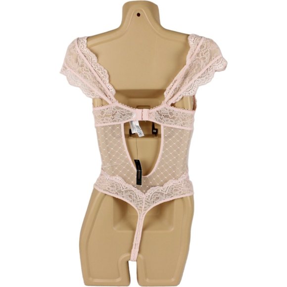 NWT Ann Summers Thong Teddy Small The Pleasing Body Pink Lace Ruffles V Wire T75 - Picture 7 of 10